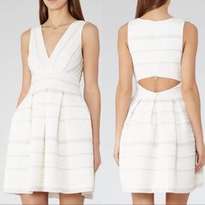 Reiss open back off white flare dress new